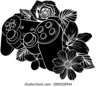 game pad with a flower for gaming vector