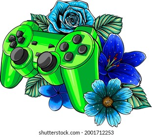 game pad with a flower for gaming vector