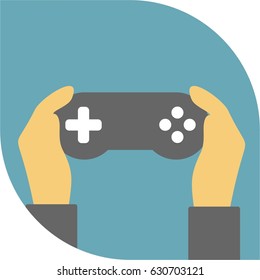 Game pad, hand, play, blue, icon, logo