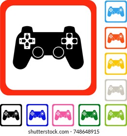 Game Pad icon. Black, gray, green, blue, red, orange,pink color versions of Game Pad vector. Designed for web and software interfaces.