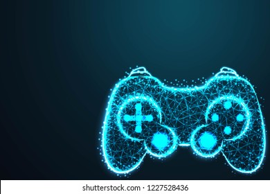 Game pad icon. Joy pad. Joy stick , with crumbled edge on blue night sky with dots, stars and looks like constellation, illustration