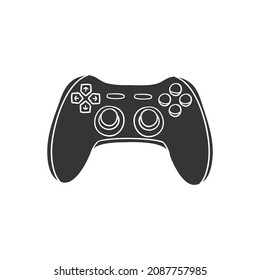 Game Pad Icon Silhouette Illustration. Console Vector Graphic Pictogram Symbol Clip Art. Doodle Sketch Black Sign.