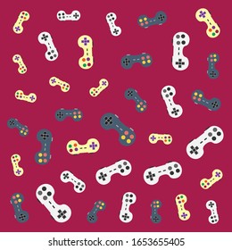 Game Pad icons Seamless Pattern design. Different colors. Stock vector illustration