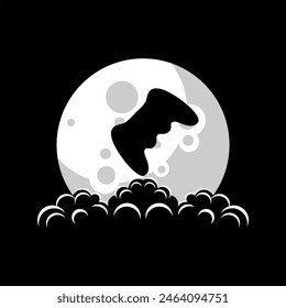 game pad and moon logo design 