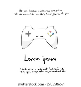 Game Pad Play Controller Hand Draw Color Icon Vector Illustration
