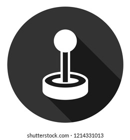 Game pad vector icon. Joystick sign. Joystick icon. EPS 10 flat symbol. Round gray icon with shadow