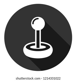 Game pad vector icon. Joystick sign. Joystick icon. EPS 10 flat symbol. Round gray icon with shadow