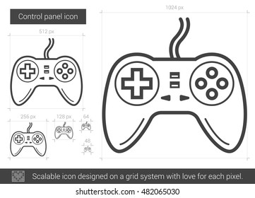 Game pad vector line icon isolated on white background. Game pad line icon for infographic, website or app. Scalable icon designed on a grid system.