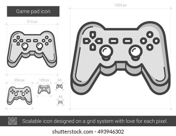 Icono de línea vectorial de teclado de juego aislado en fondo blanco. Icono de línea de teclado de juego para infografía, sitio web o aplicación. Icono escalable diseñado en un sistema de cuadrícula.