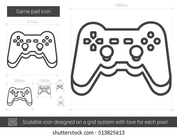 Icono de línea vectorial de teclado de juego aislado en fondo blanco. Icono de línea de teclado de juego para infografía, sitio web o aplicación. Icono escalable diseñado en un sistema de cuadrícula.
