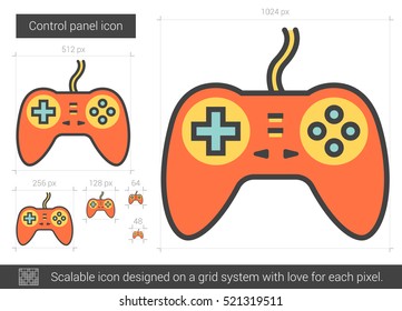 Game pad vector line icon isolated on white background. Game pad line icon for infographic, website or app. Scalable icon designed on a grid system.