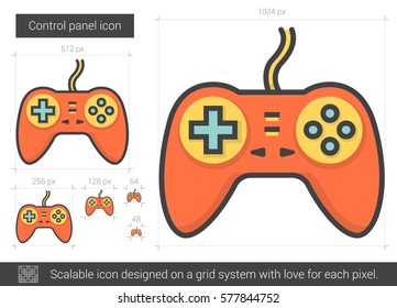 Game pad vector line icon isolated on white background. Game pad line icon for infographic, website or app. Scalable icon designed on a grid system.