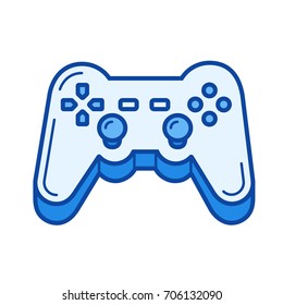 Game pad vector line icon isolated on white background. Game pad line icon for infographic, website or app. Blue icon designed on a grid system.