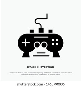 Game, Pad, Video, Xbox, PlayStation Solid Black Glyph Icon. Vector Icon Template background