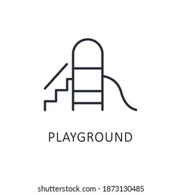 Game page design element. Childrens slide playground.Vector linear icon isolated on white background.