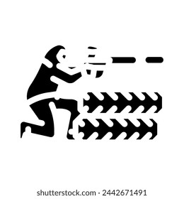 Spiel Paintball Glyphe Icon Vektor. Spiel Paintball Zeichen. Isolierte Symbol Illustration