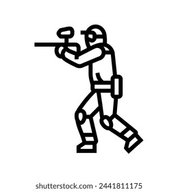 juego paintball línea icono vector. juego paintball signo. contorno aislado símbolo negro ilustración