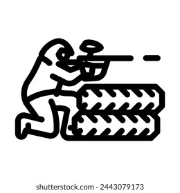 juego paintball línea icono vector. juego paintball signo. contorno aislado símbolo negro ilustración