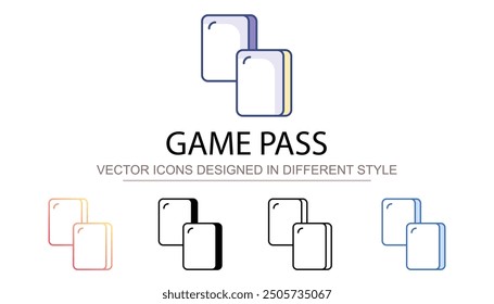 Diseño del icono del pase del juego con el fondo blanco