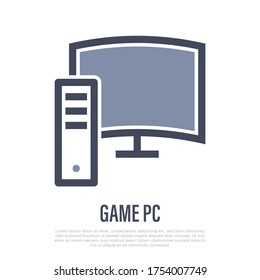 Game PC: computer for gaming. Thin line icon. Vector illustration.