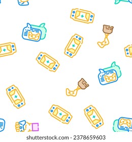 game pc computer gaming vector seamless pattern thin line illustration