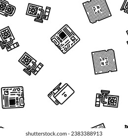 game pc computer gaming vector seamless pattern thin line illustration