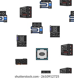 game pc gamer computer online vector seamless pattern thin line illustration