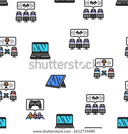game pc gamer computer online vector seamless pattern thin line illustration