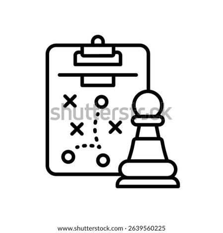 Game plan icon with chess pawn and strategy clipboard
