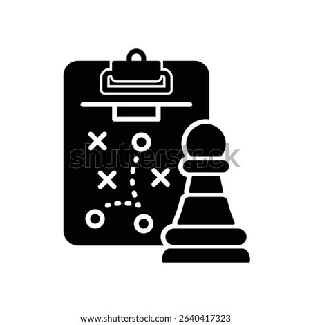 Game plan icon with chess pawn and strategy clipboard