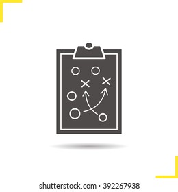 Game Plan Icon. Drop Shadow Tactics Clip Board Silhouette Symbol. Sport Game Strategy Clipboard Plan. Game Plan Logo Concept. Vector Sport Game Stratedgy Scheme Isolated Illustration