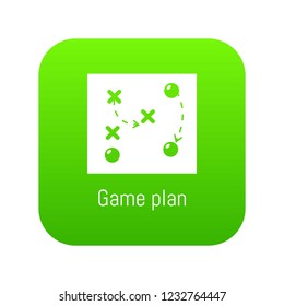 Game plan icon green vector isolated on white background