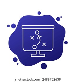 Icono del Plan del juego con la presentación, Vector de línea