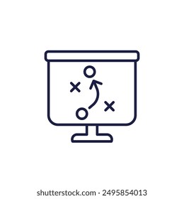 game plan line icon with presentation