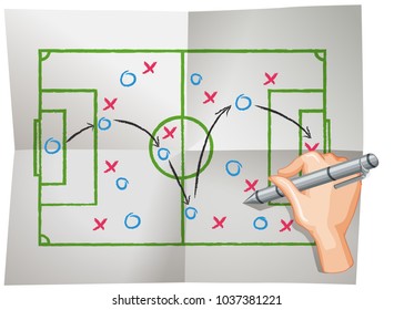 Game plan on draft paper illustration