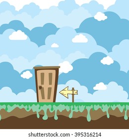 game platform world with door vector art illustration