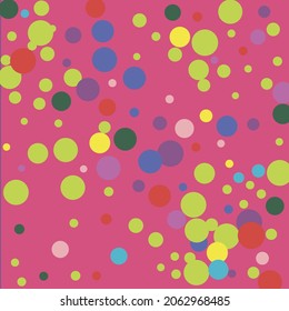 Game Play Blue Yellow Color Indigo Composition. Rainbow Circles Purple Dark Pastel Background. Polka Dots Mess Kids Green Red Background. Colorful Turquoise Pink Children Multicolor Print.