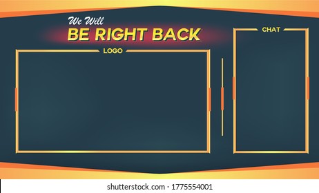 Game play Stream Break Time Background yellow and orange, Gaming Stream Vector Illustration