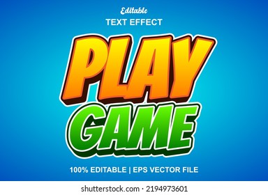 game play text effect with yellow and green 3d style.