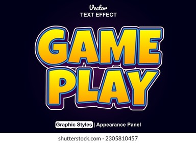 game play text effect with yellow graphic style and editable