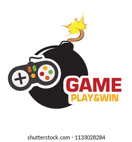 Game Play & Win Joystick Black Bomb Vector Image
