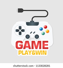 Game Play & Win White Joystick Icon Vector Image
