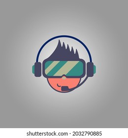 game player face. good for game player icon logos