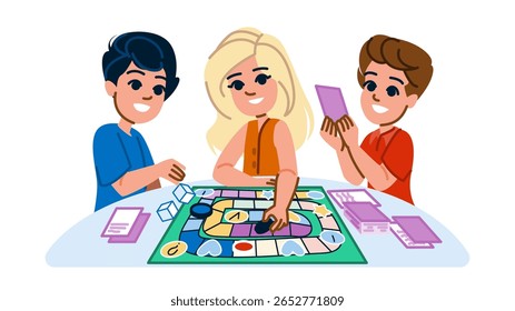 game playing board games vector. move win, lose play, fun family game playing board games character. people flat cartoon illustration