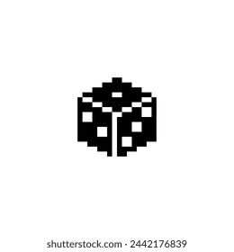 Game playing dice pixel art style icon. Isolated vector illustration. Design for logo, sticker, app. Game assets 1-bit sprite.