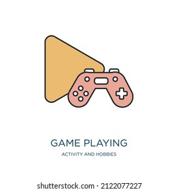 icono de juego de la colección de actividades y hobbies. Juego de contorno delgado, juego, juego con el icono de color lineal compensable detallado del juego aislado en el fondo blanco. Signo de juego vectorial de línea, símbolo para 
