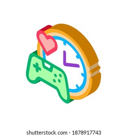 game playing love time icon vector. isometric game playing love time sign. color isolated symbol illustration