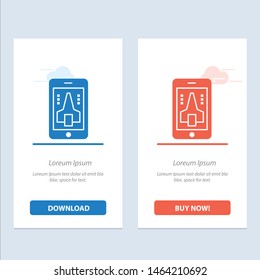 Game, Playing, Mobile, Smartphone  Blue and Red Download and Buy Now web Widget Card Template. Vector Icon Template background