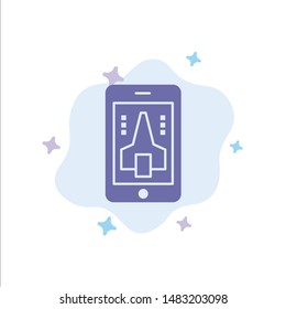 Game, Playing, Mobile, Smartphone Blue Icon on Abstract Cloud Background