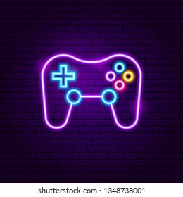 Game Playing Neon Sign. Vector Illustration of Gamer Promotion.